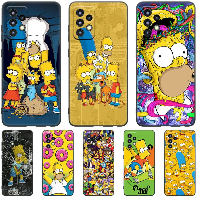 The Simpsons Black Case For Samsung Galaxy A04S A04E A12 A13 A14 A22 A23 A32 A33 A34 A50 A51 A52S A53 A54 A70 A71 A72 A73 5G