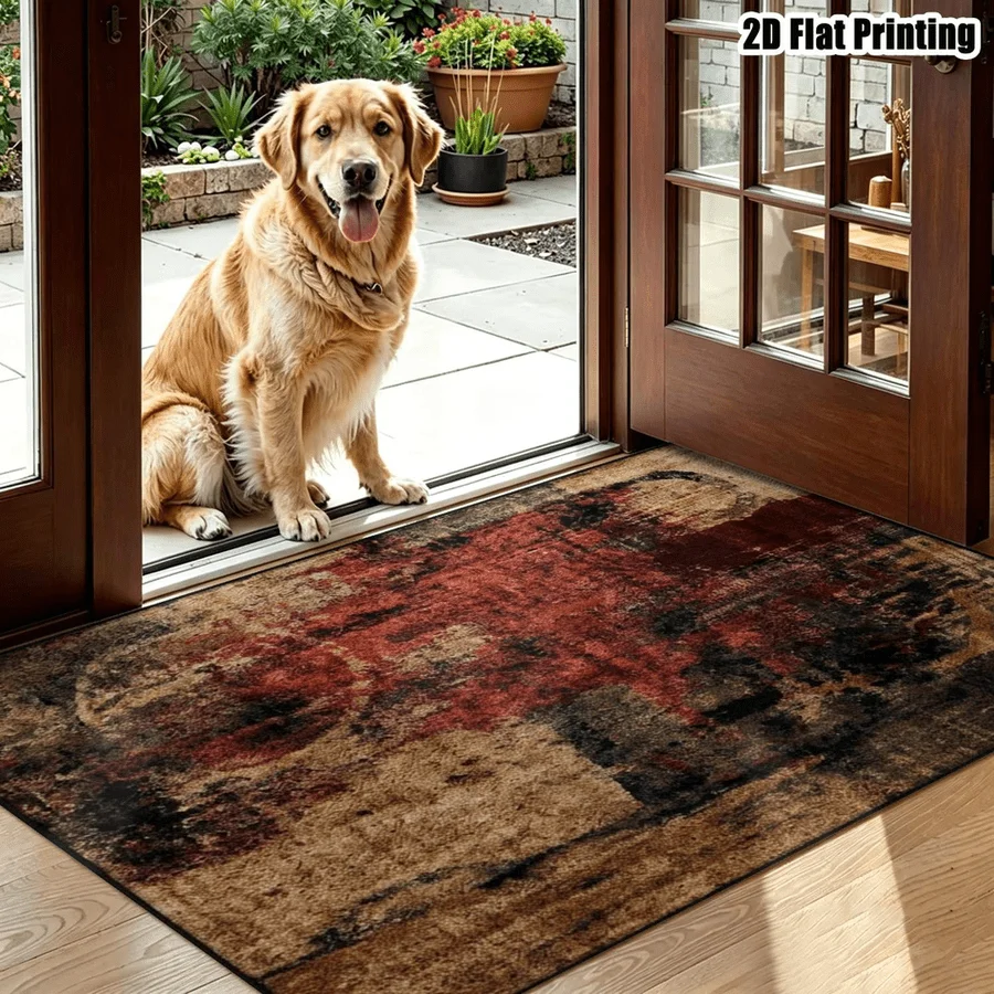 1Pc Retro Abstract Art Carpet, Bohemian Style Decorative Rug for Living Room, Bedroom, Dining Room, Bedside, Indoor and Outdoor Patio, Home Decor Accessories