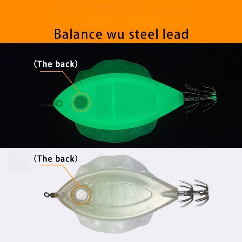 2 قطعة 14 جرام التوازن الروبيان كما الطعم الثابت متوهجة خشبية الروبيان الحبار هوك محاكاة الطعم مجنح الطعوم الصيد السحر صيد السمك #5