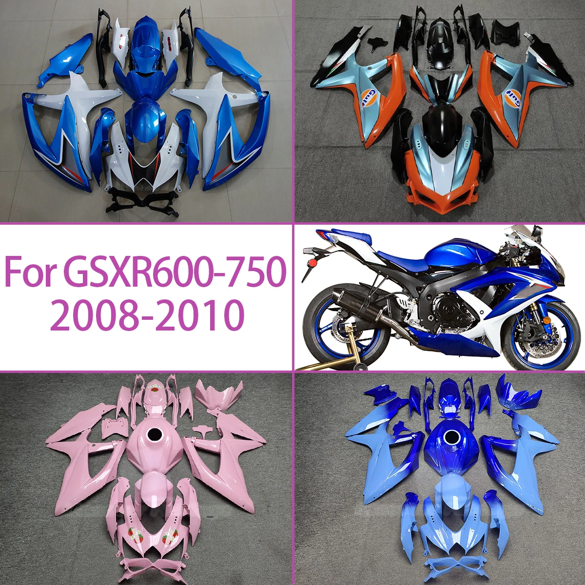 

Complete Plastic Fairing Set Fit For SUZUKI 2008-2010 GSXR 600-750 Motorcycle Fairing Panels 08 09 10 GSXR600 GSXR750