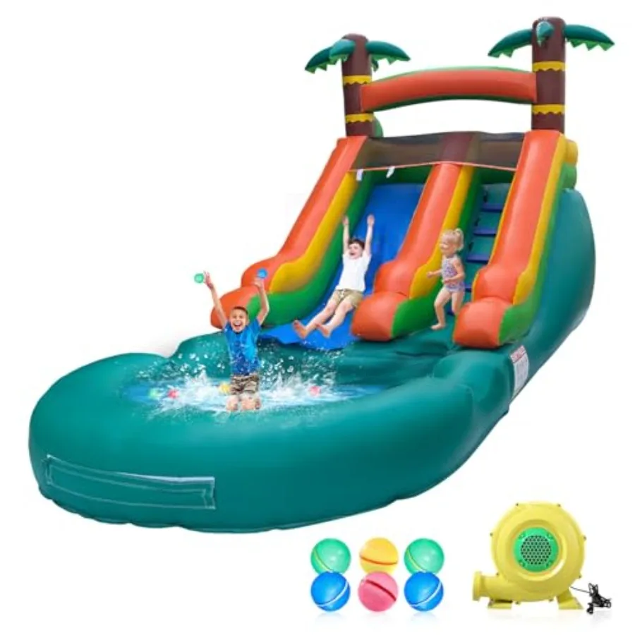 

Commercial Grade Inflatable Water Slide 21'x9'x12' with Pool for and Adults Jungle Theme Wet/Dry Use Summer Splash Fun Durable