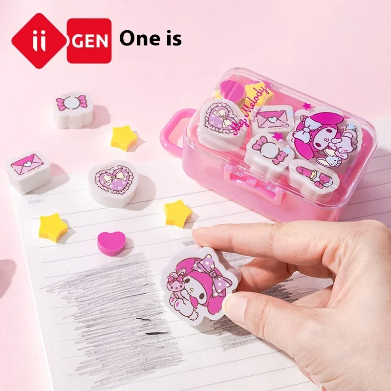 

Iigen Stationery Quality Goods Sanrio Style Travel Case Eraser Pupil Cartoon Lovely Leave No Trace Rubber Kuromi Hello Kitty