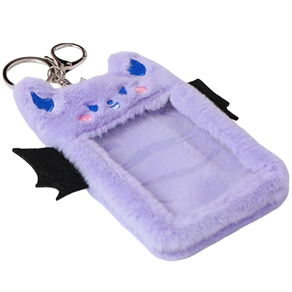 Plush Card Holder Id Sleeves Clip Protector Key Fob Photo Postcard Badge Girl Child Locket Keychain