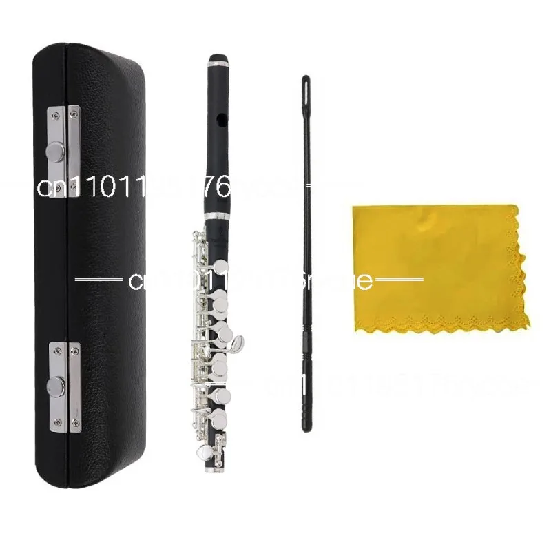 Piccolo in C key for children, nickel plated, Piccolo for beginners, portable bag with cleaning kit