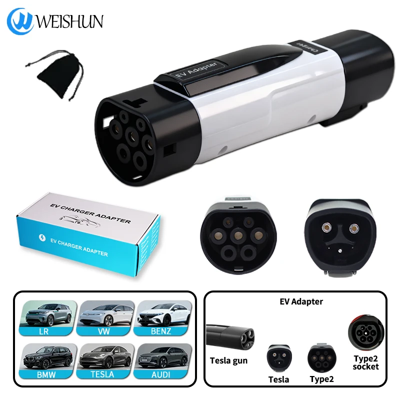 

Адаптер автомобильного зарядного устройства TPC TO Type2 для зарядного устройства NACS to Type2 EV 16A 32A Разъем для зарядки электромобиля