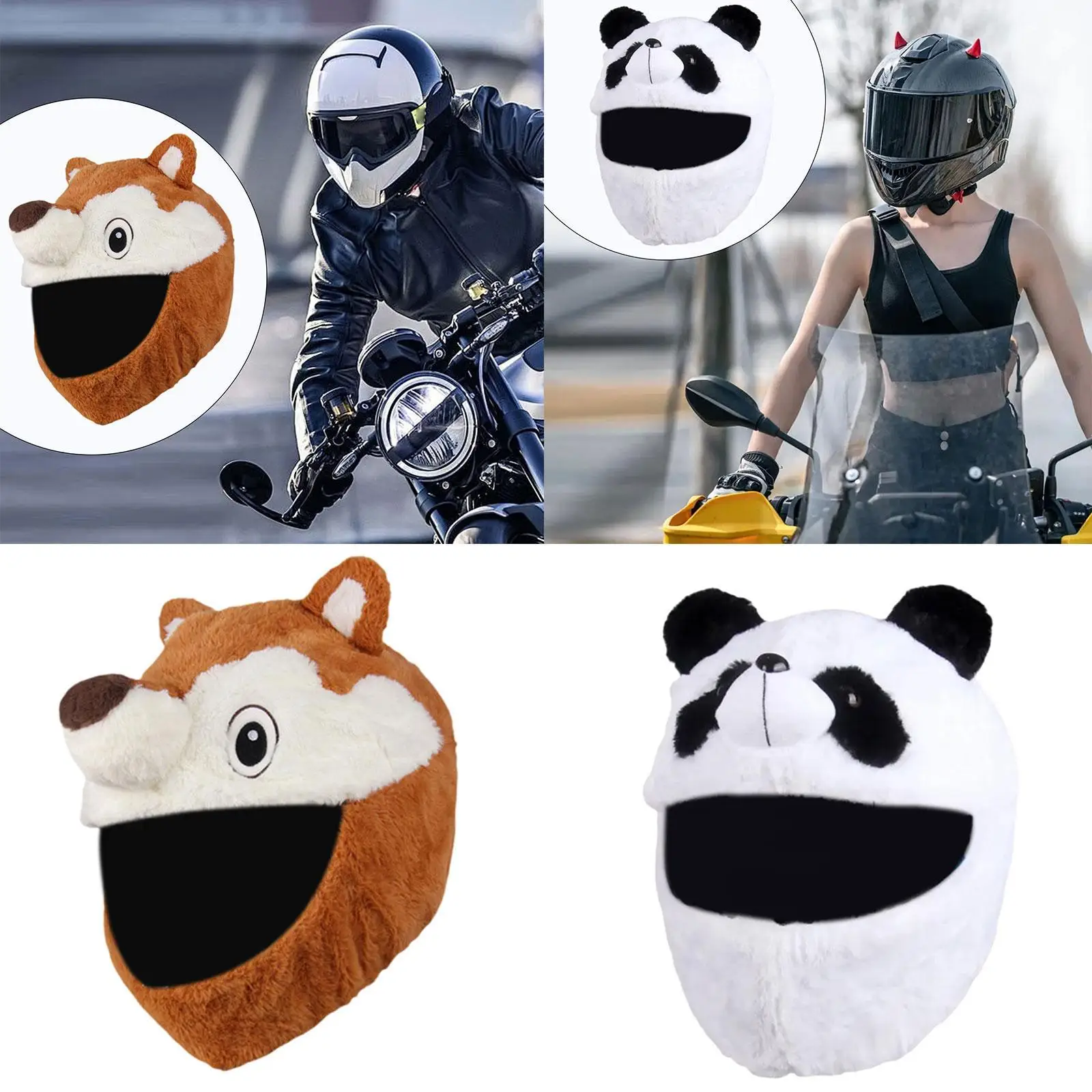 Motorcycle Helmet Cover Plush Animal Hat Sleeve Universal Fun Decor for Motorbike Biker Accessory for Snow Helmets