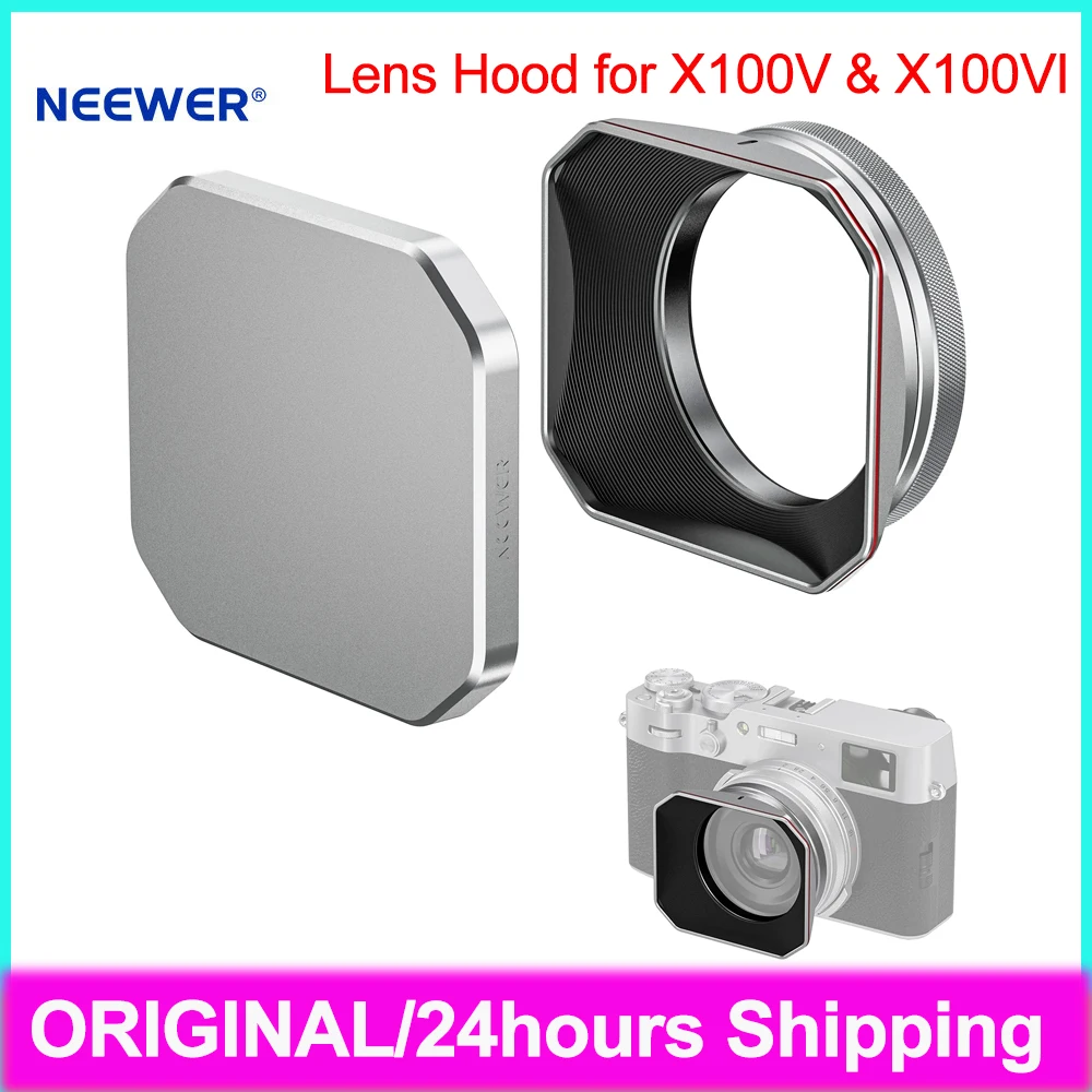 NEEWER Round Square Lens Hood For Fujifilm X100V & X100VI Sturdy Aluminum Alloy Lens Hood Lens Flare Reduction Photography