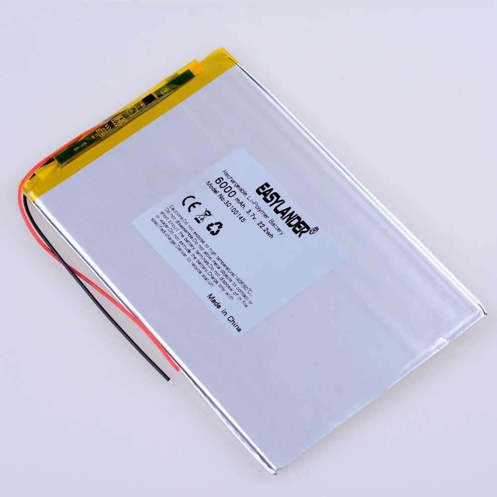 30100145 3.7V 6000mAh Rechargeable Lithium Li-ion Polymer Battery