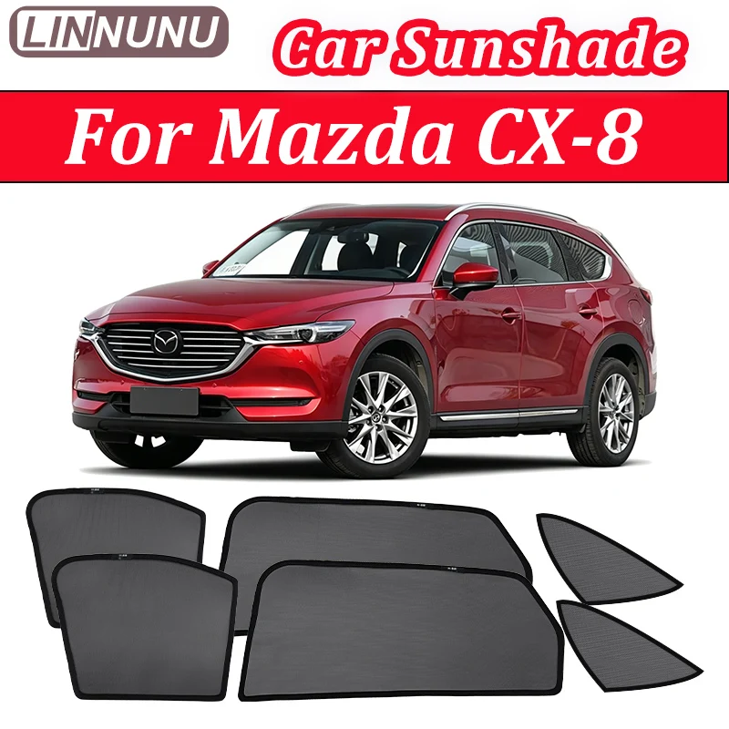 

LINNUNU Magnetic Car sunshade For Mazda CX-8 2017-2023 Windows Mesh curtains Privacy Protection UV Blockin Interior accessories
