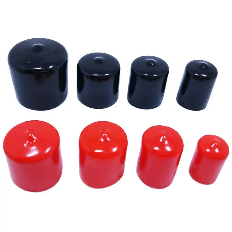 20PCS Black Vinyl Rubber Round End Cap PVC Plastic Cable Wire Waterproof Cover Steel Pole Tube Pipe Thread Protection Caps