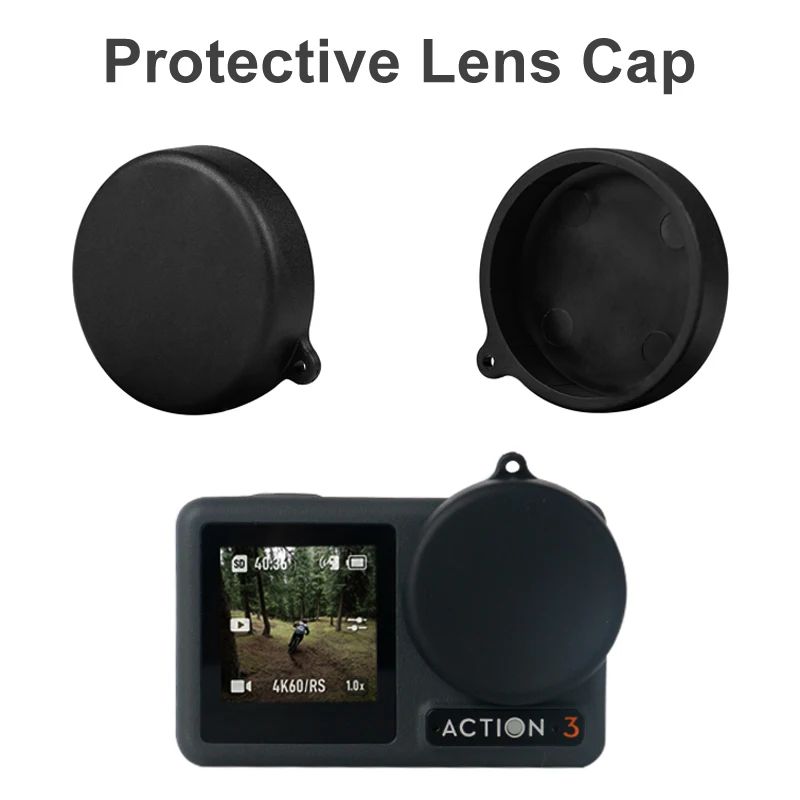 กระจกนิรภัยป้องกันหน้าจอสำหรับ DJI Osmo Action 3 4ฝาปิดเลนส์ป้องกันเคสครอบเลนส์ซิลิโคนสำหรับอุปกรณ์เสริม DJI Action 3