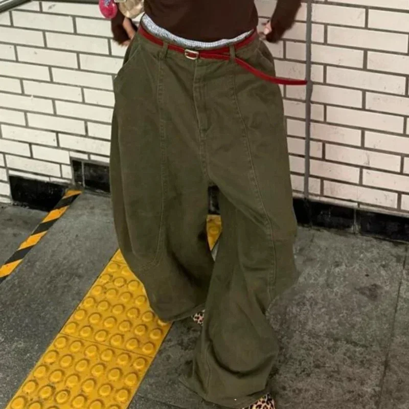 

Новые Y2K женские уличные винтажные джинсы-карго Harajuku с парашютом широкие брюки Gyaru американские ретро джинсовые брюки 2000-х годов брюки одежда