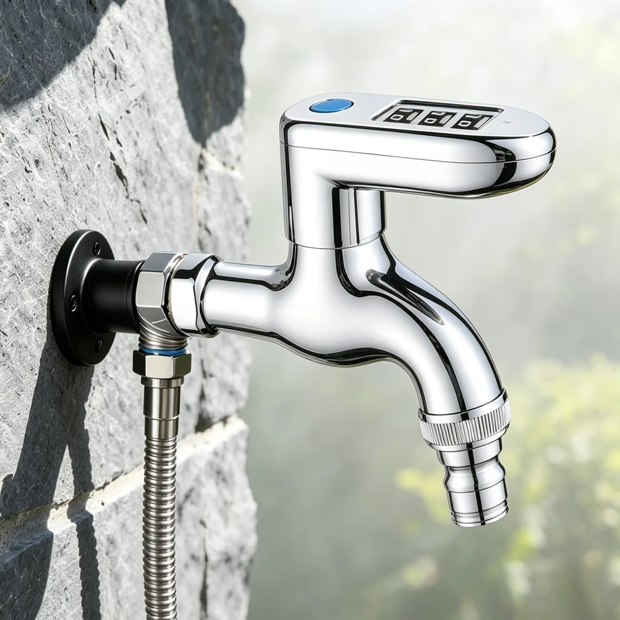 Password Lock Outdoor Faucet Anti‑Theft Zinc Alloy Wall Mount Tap Garden Yard Water Tap for Car Washing Pet Cleaning Irrigation