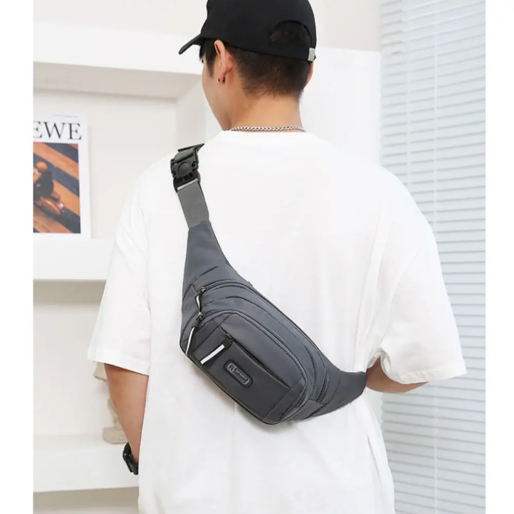 Nylon Men Multifunctional Waist Bags Waterproof Adjustable Crossbdoy Chest Bag Lightweight Large Capacity Men Running Pouch Belt