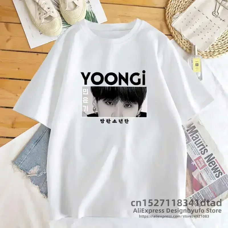 

Agust D tshirt cotton short sleeve graphic Yoongi T shirts Korean fashion streetwear women sumanga tee shirt Kpop summer tops