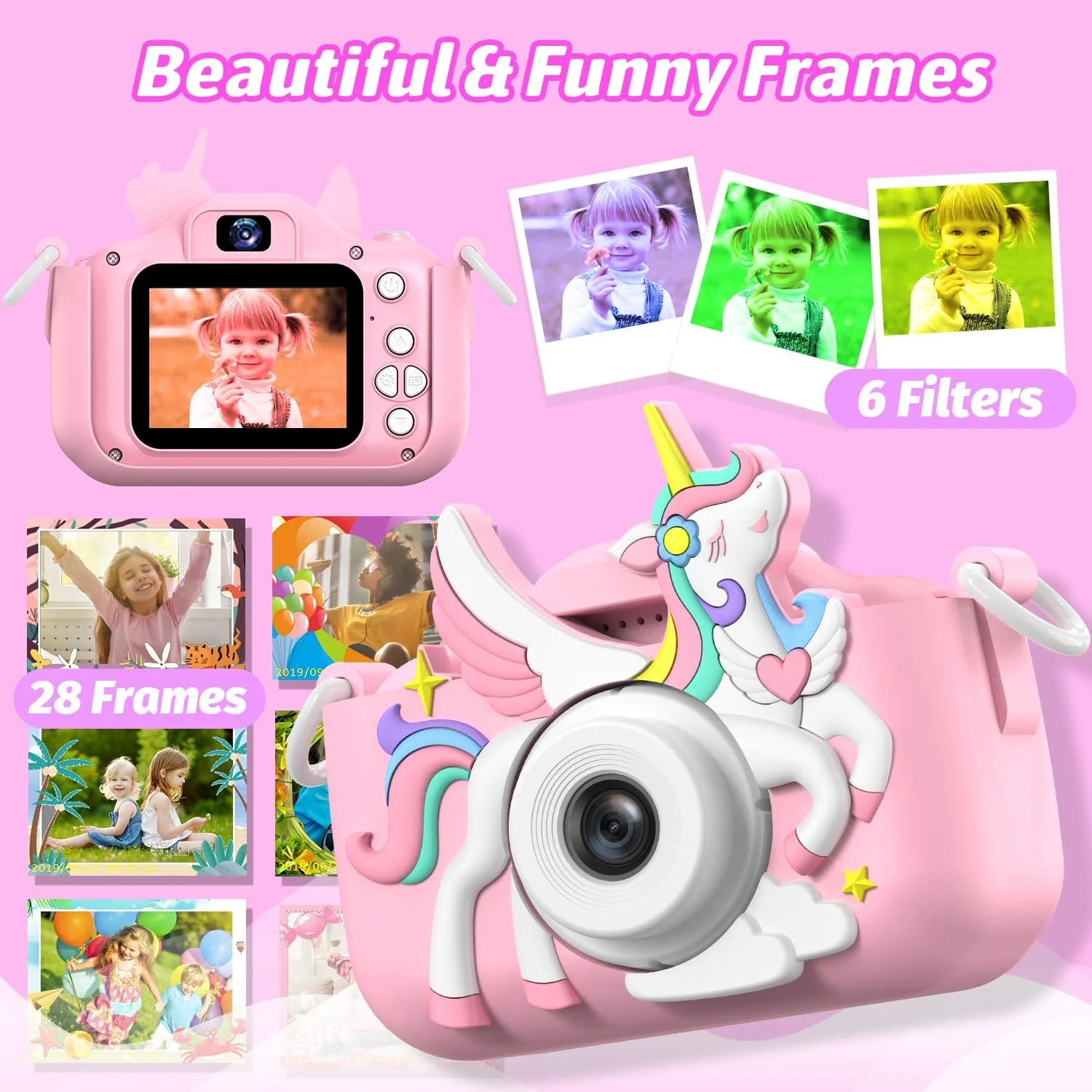 Aparat dla dzieci 1080P HD Cyfrowa kamera wideo dla maluchów 2,0-calowa kamera dla dzieci z silikonowymi etui Zabawki na prezenty urodzinowe na Boże Narodzenie