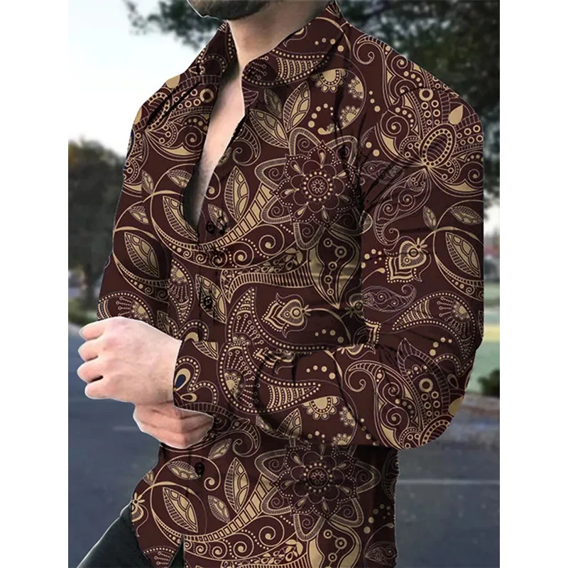 Chemise pour hommes Chemise graphique Chemise Boho Couverture florale Impression 3D Extérieur Rue Manches longues Boutonné Vêtements Créateur de mode