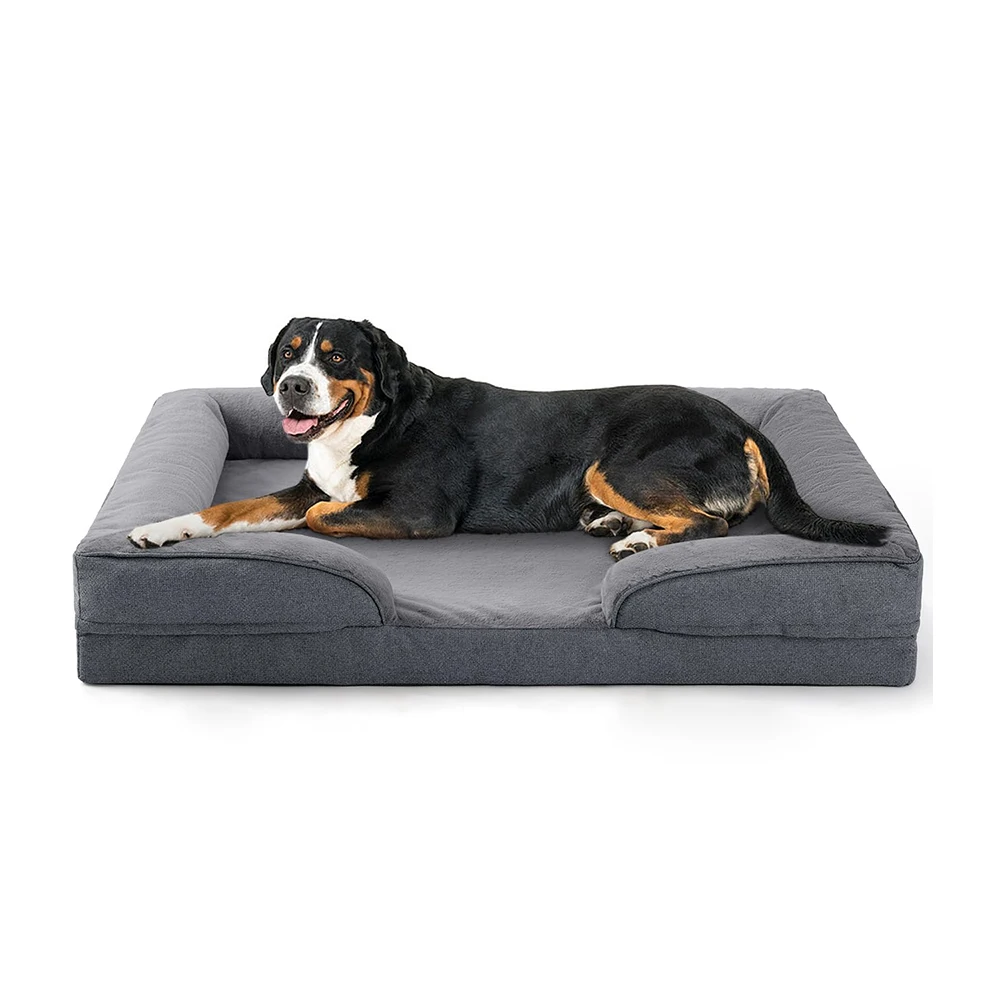 for  Large Dog Bed Orthopedic Sofa With Egg-Crate Foam Washable Waterproof Lining Bottom For Supportive Pets Removable Cover