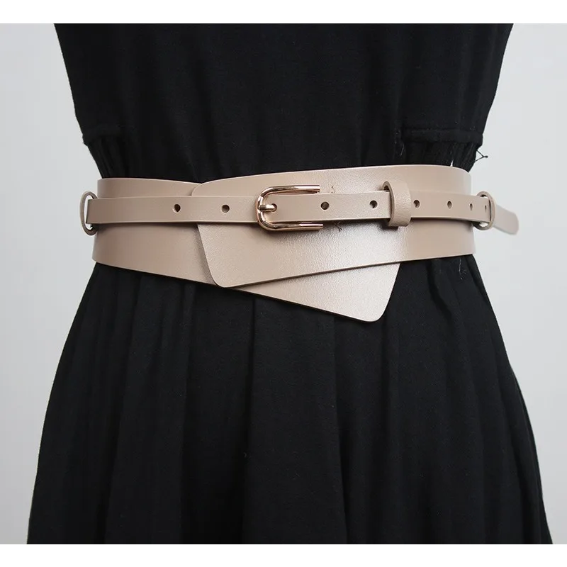 เสื้อโค้ทหนังวัวแท้สำหรับผู้หญิง ทรงเข้ารูป คาดเอวแบบกว้าง สไตล์แฟชั่นยุโรปอเมริกัน พร้อมสายคาดเอวหนังแท้