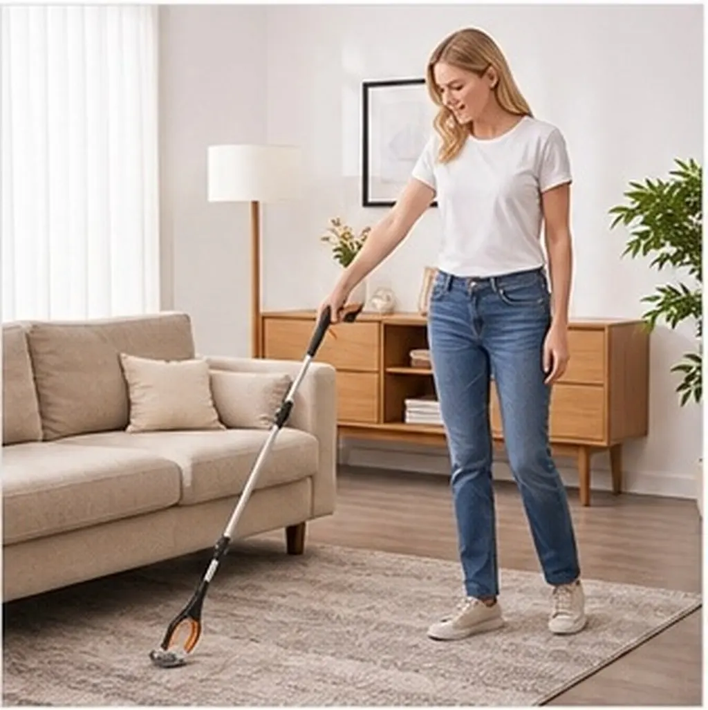 Tri-Fold Grabber Tool Heavy Duty Trash Picker with Enhanced Friction Clamp for Easy Litter Pickup Lawn Garage Behind Furniture