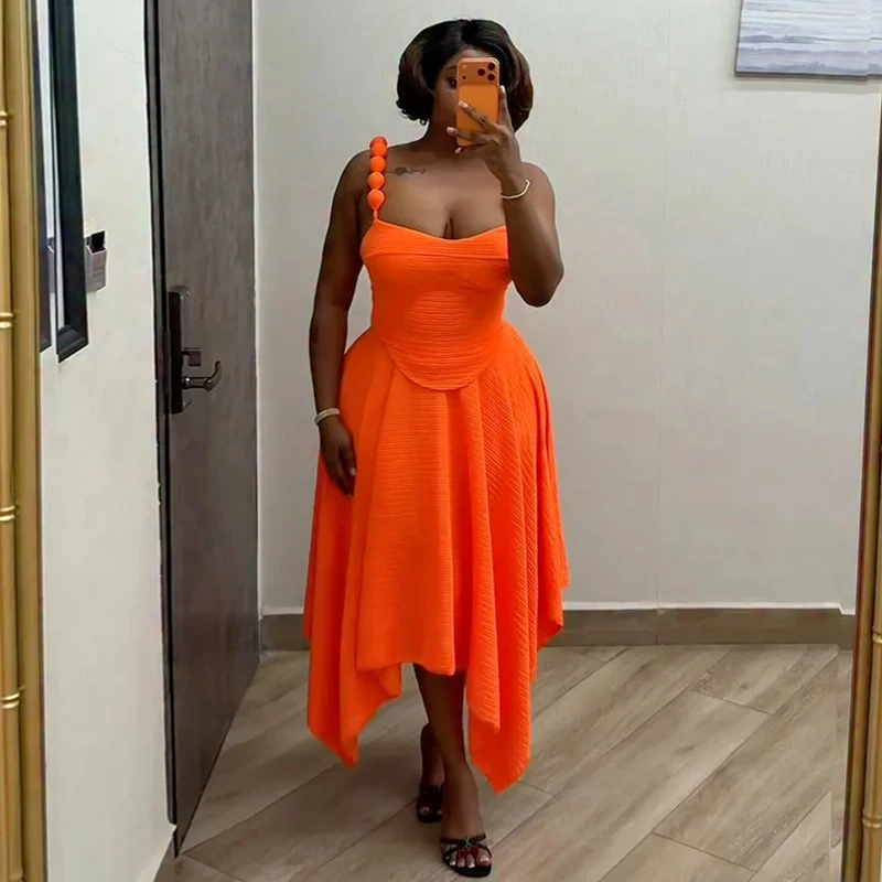 Nueva moda africana, conjunto de 2 piezas para mujer, Top corto con cordones en la espalda y falda larga Irregular, traje, trajes de vacaciones