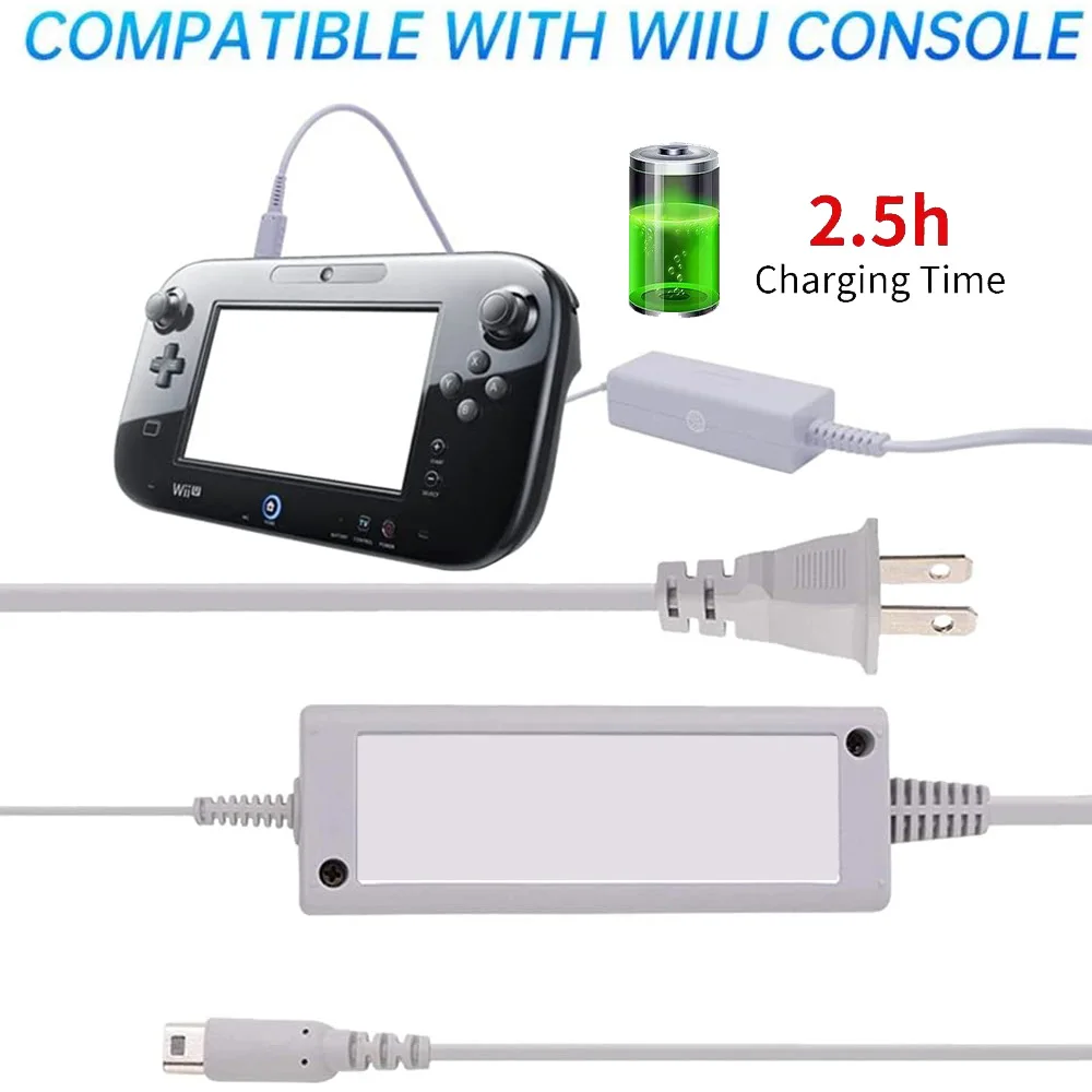 Chargeur adaptateur secteur pour console Wii U, alimentation électrique, compatible avec Nintendo Wii U, télécommande, chargeur mural, prise EU, US