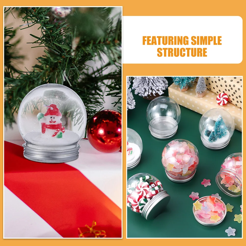 8 Pcs Transparent Snowball Bottle Christmas Globes Fall Lantern Crafts Water Round Compact Plastic DIY Prop Glass Child