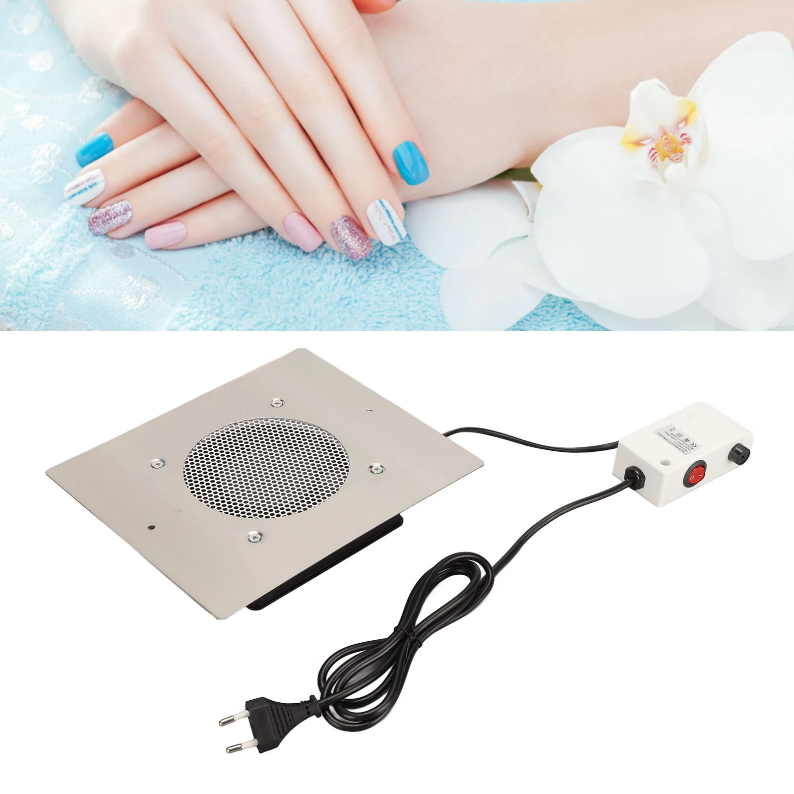 Nail Dust Collector Machine Metal  Reusable Filter Nail Vacuum Cleaner Fan EU Plug 220-240V for Home for Nail Polishing