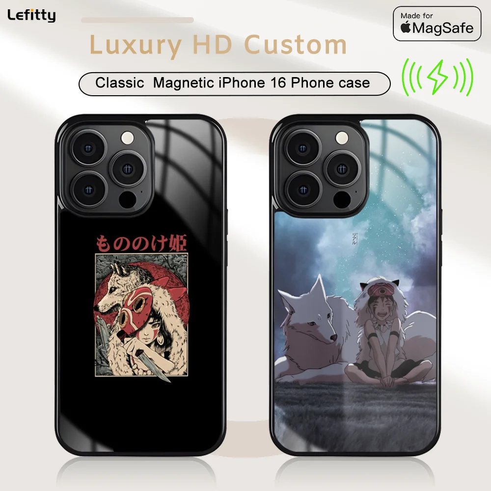 

Anime P-Princess M-Mononoke Phone Case For iPhone 16 15 14 13 12 11 Pro Max Plus Mini Magnetic Magsafe Wireless Charging Cover