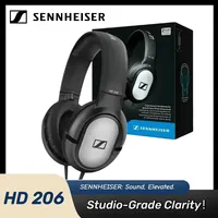 Original Sennheiser HD 206 3.5mm Wired Headphones Deep Bass Stereo Noise Isolating earphones Sports Gaming Earbuds