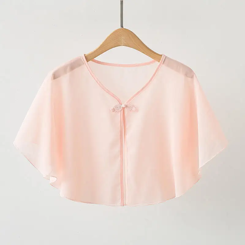 Chiffon kleine sjaal dames zomerjurk losse pasvorm cropped vest lichtgewicht zonwering vest jas veelzijdige bovenkleding