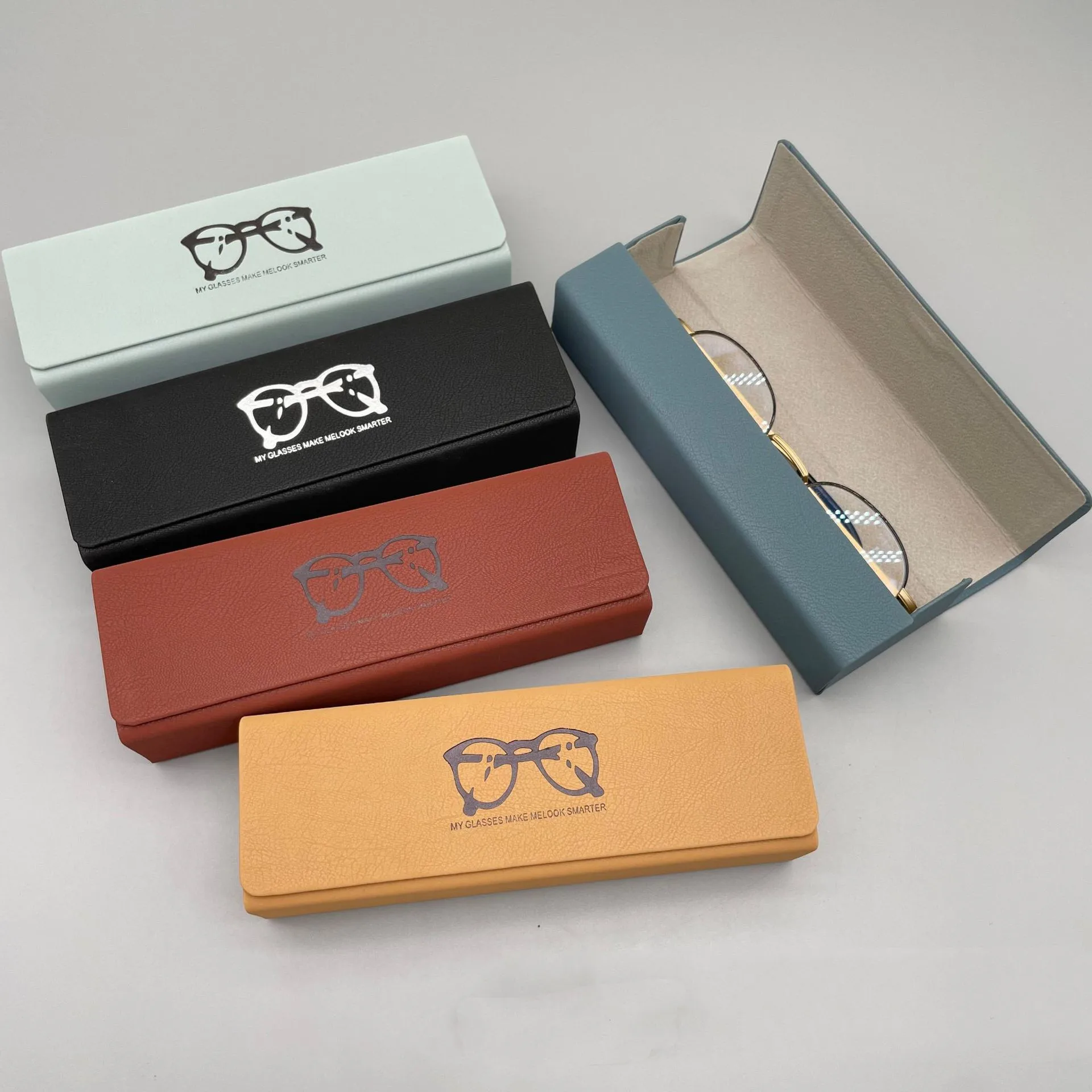 Hot Triangle Glasses Case PU Leather Soft Magnet Eyewear  Pouch Portable Sunglasses Box Protective Cover for Unisex