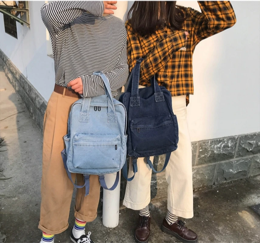 Sac à Dos en Denim avec Nom Personnalisé pour Étudiant, Décontracté, à la Mode, Cadeau pour Ordinateur