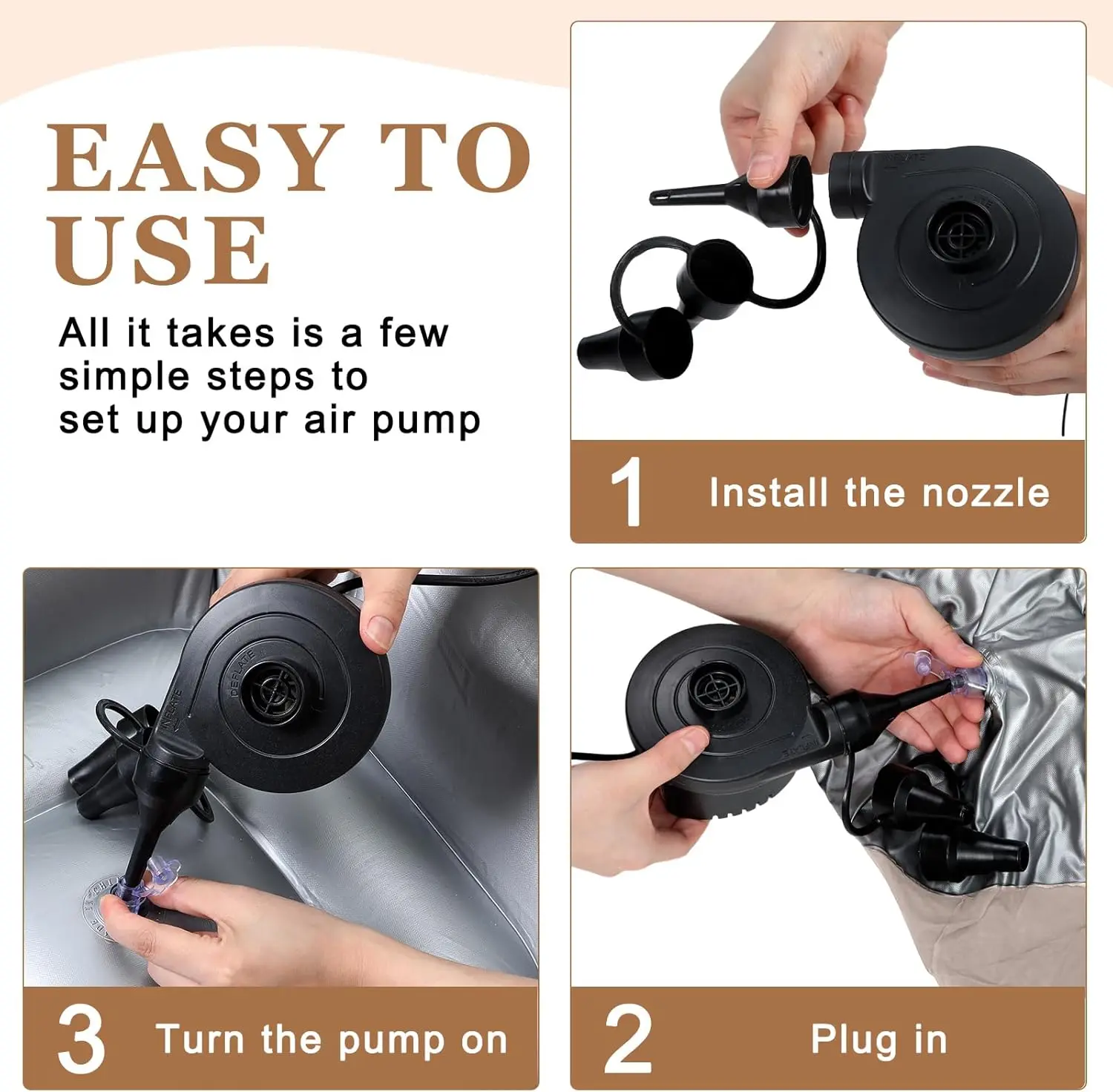 9-Piece Inflatable Bean Bag Chair Set with Electric Pump, Portable Blow Up Couch for Outdoor Camping and Indoor Use