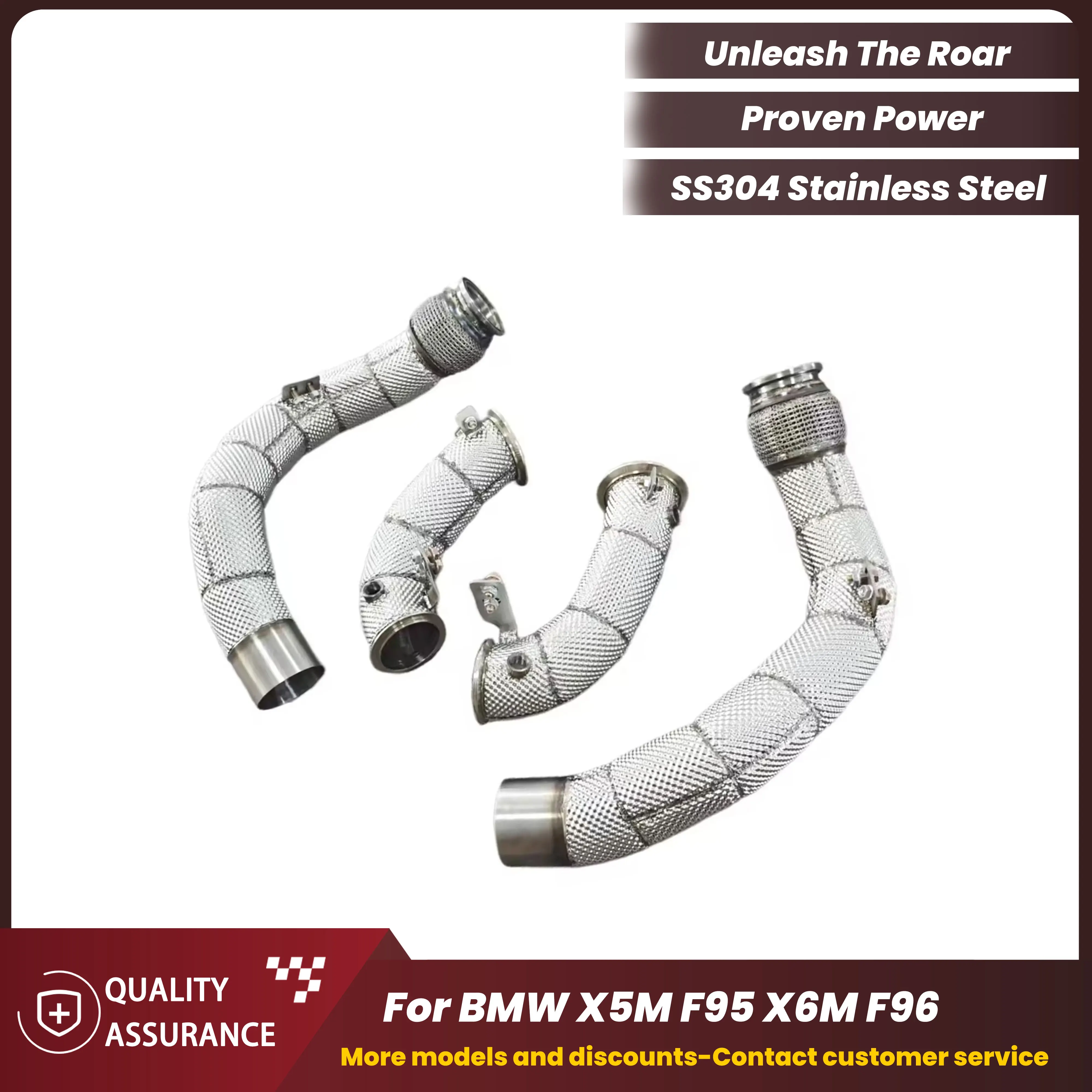 

ECCF SUS304 Stainless Steel Performance Downpipe with Heat Shield for BMW X5M F95 X6M F96