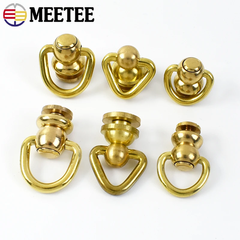 2/5Pcs Solid Brass Rotated D Ring Nail Swivel Screw Buckles  Bag Strap KeyChain Connector Handbags Clasp Leather Craft Accessory