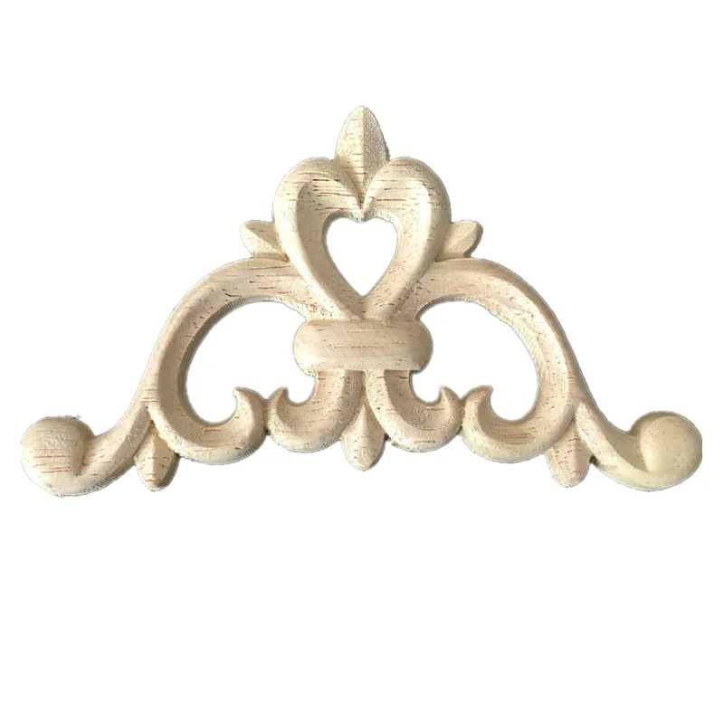 

6-20cm Carved Unpainted European Exquisite Long Floral Leaves Rubber Furniture Window Corner Wood Applique Onlay Wood Figurines