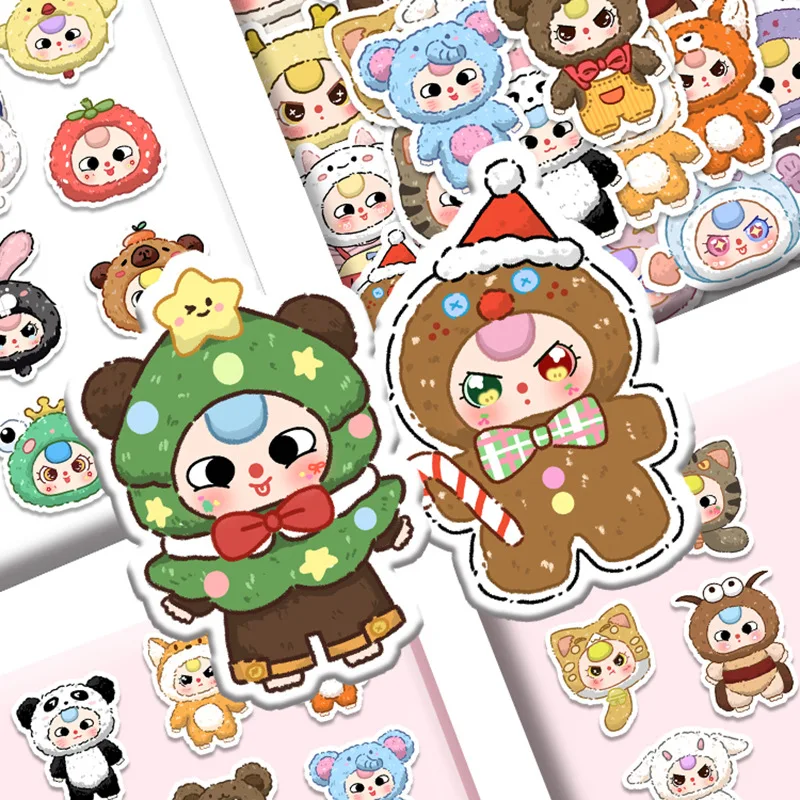 60PCS Cartoon Doll Cute Stickers Kawaii Meme Graffiti Decals Toys Suitcase Kettle Deco Party Favor Gift Present Prize for Kids