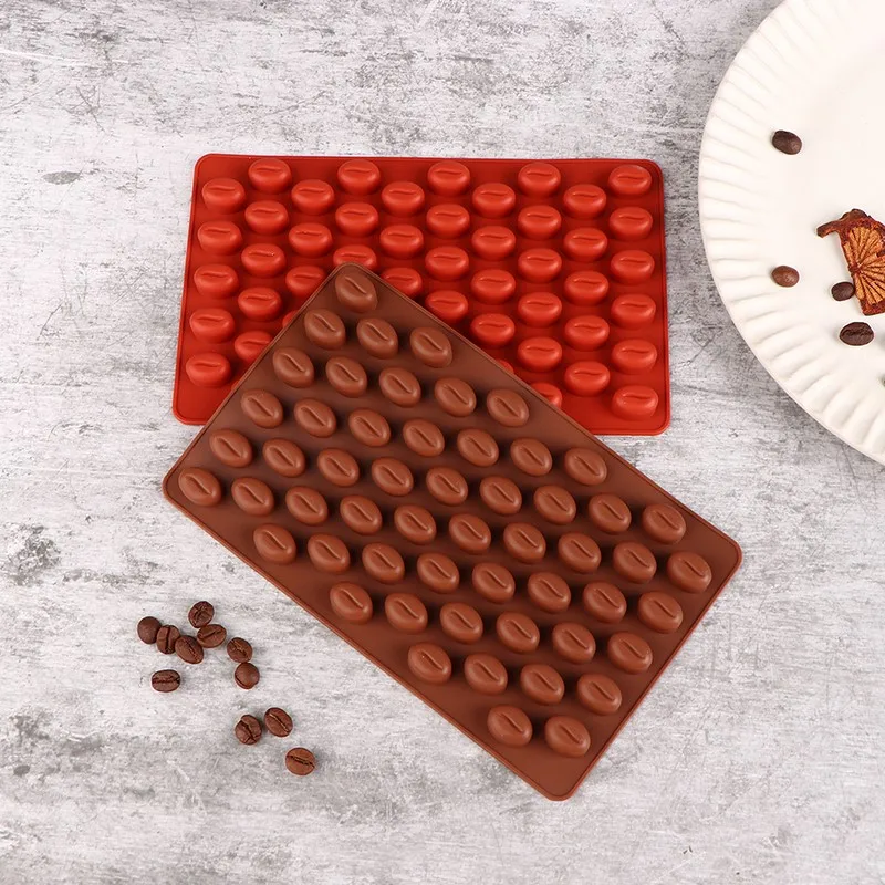 1pc 55 Hohlräume Kaffeebohne Silikon Kerzen form DIY Seifen harz machen Form Schokolade Eis Gelee Backwerk zeug Kuchen Dekor Geschenke