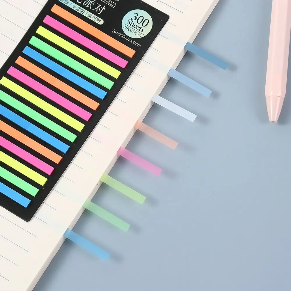 Office Supplies 300 Sheets Rainbow Index Memo Pad Stationery Kawaii Sticky Notepads PET Index Stickers Student