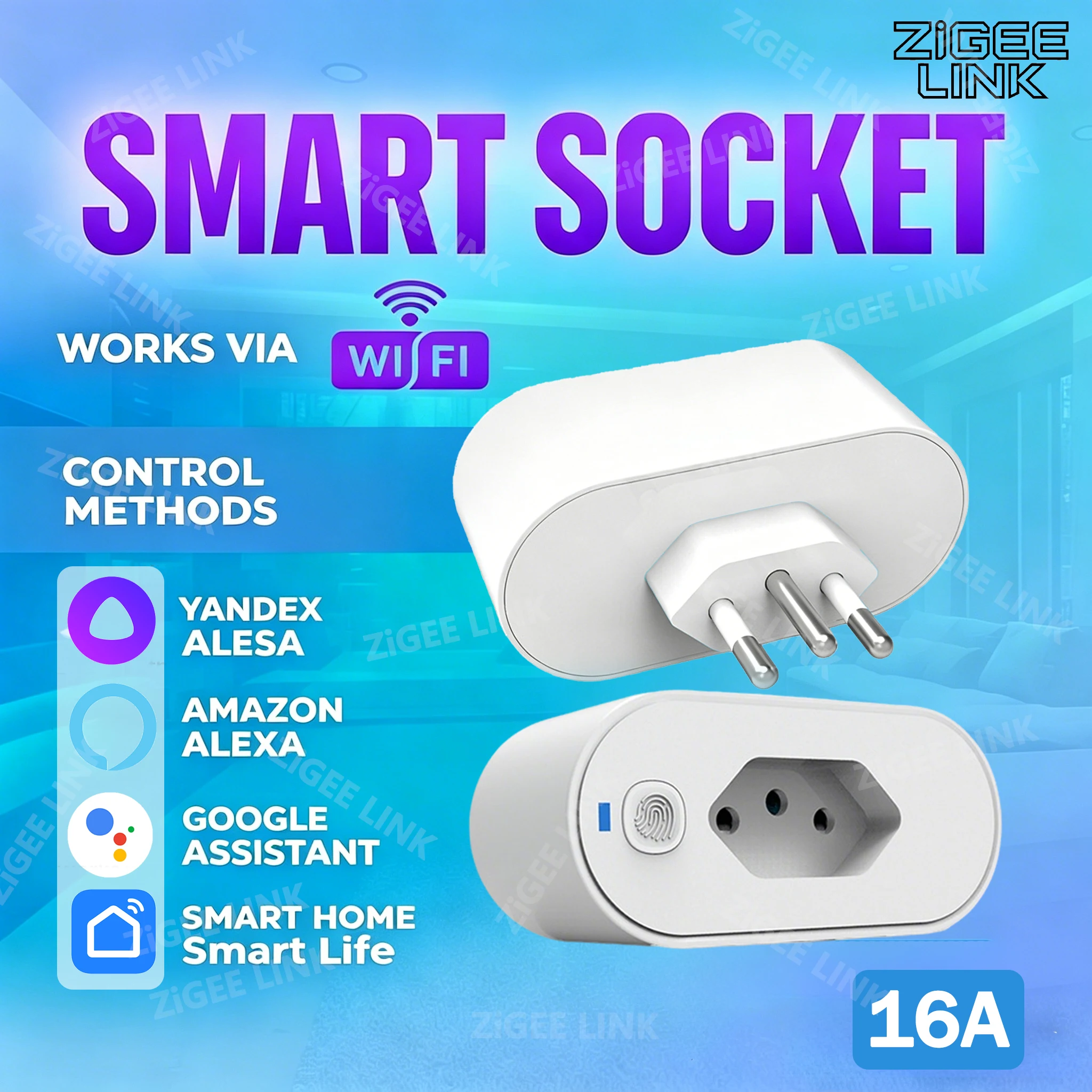 

Brazil Plug WiFi 16A Timing Smart Socket With Power Monitor Smart Life APP Voice Remote Control Work with Tuya Google Home Alexa