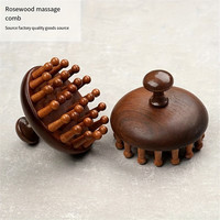 Ergonomic Mahogany Scalp Massager - Handheld Full Body Relaxation Tool with Unique Rounded Design for Relax