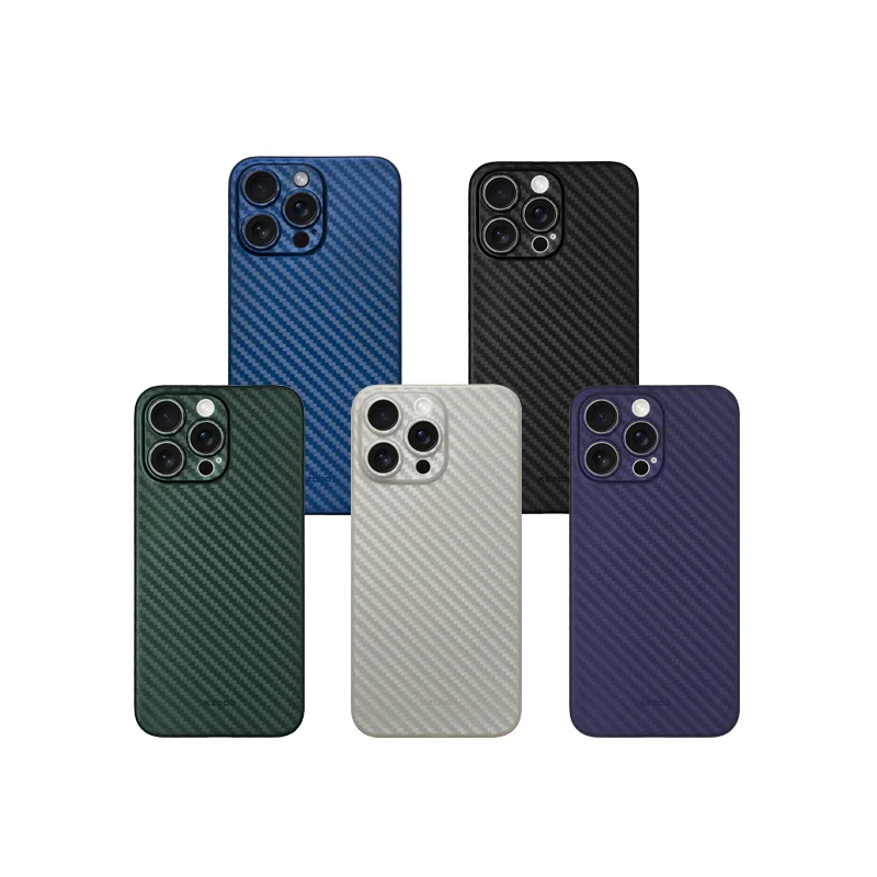 KZDOO Air Carbon Fiber Pattern Thin Shell Lightweight Slim 0.4mm Thickness Titanium Gray Case For iPhone15/15plus/15pro/15promax
