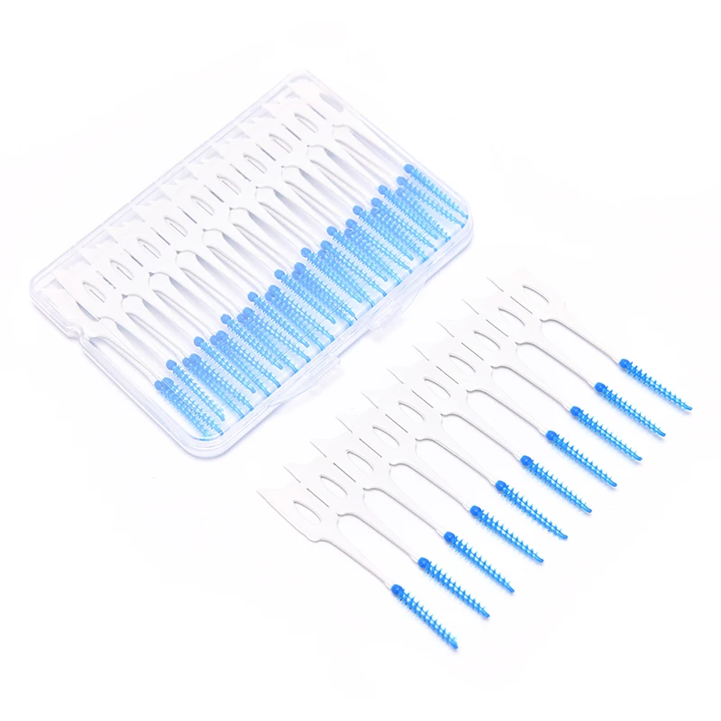 40pcs Floss sticks Interdental Brushes Oral Cleaning Double Head Soft Silicone Teeth Dental Cleaning Toothpicks Oral Care