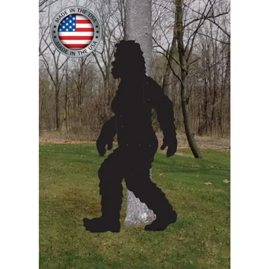 Outdoor yard silhouette of female Bigfoot in black, made of durable 0.591-inch PVC plastic for all-weather use