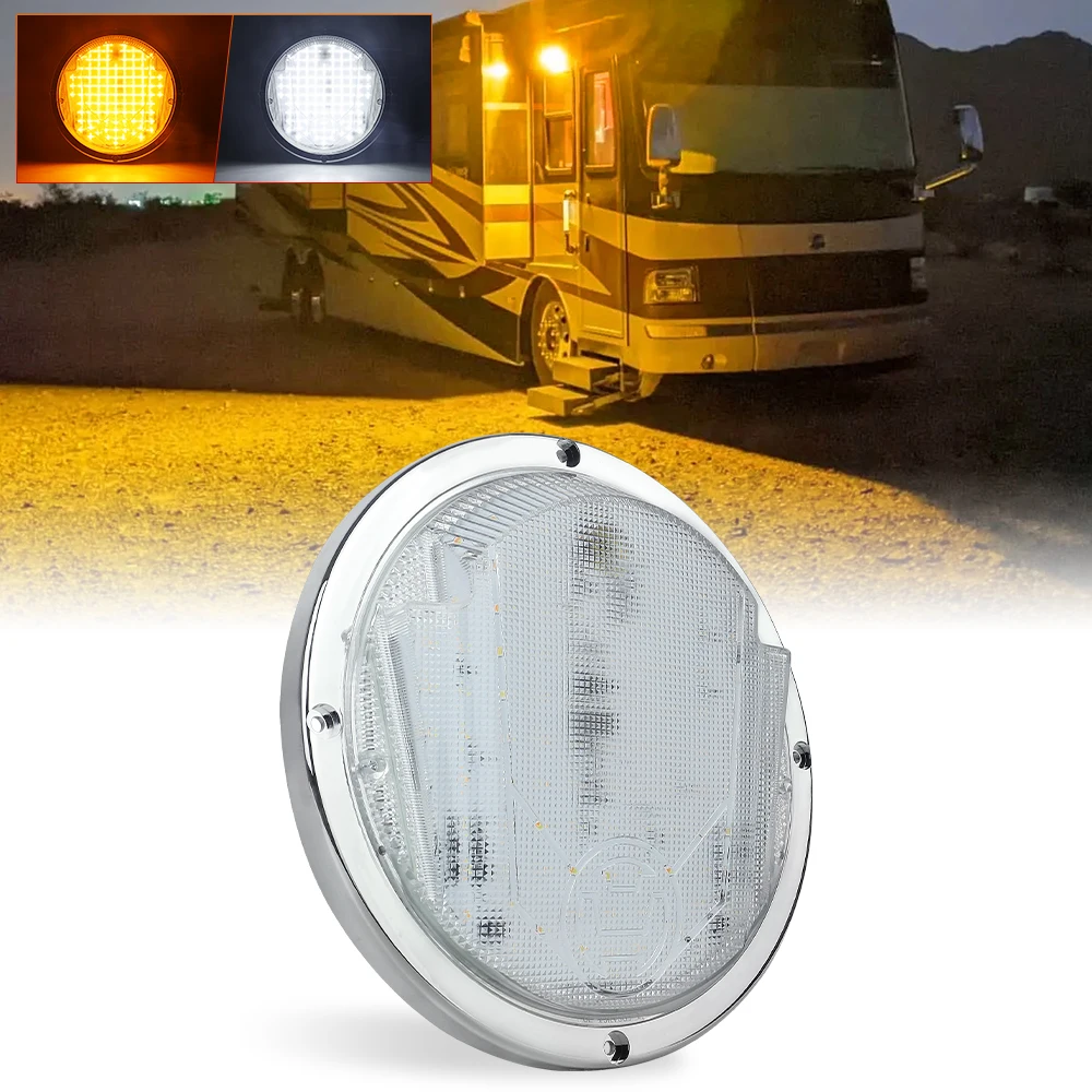 POVTOR 1PCS  LED RV Exterior Light with 100pcs Dual Color Leds Fixture for RV Trailer Fifth Wheel Camper Bus