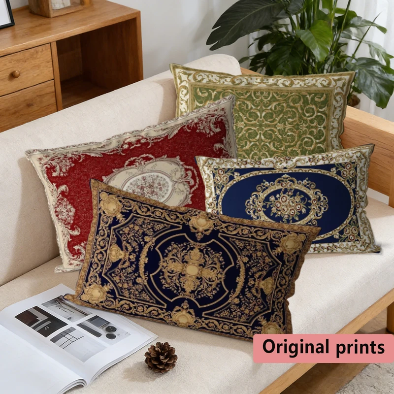Vintage European Floral Decor Throw Pillow Covers Suitable For Sofa Bedroom Car Pillow Cover Cushion Rectangular Back Cushion