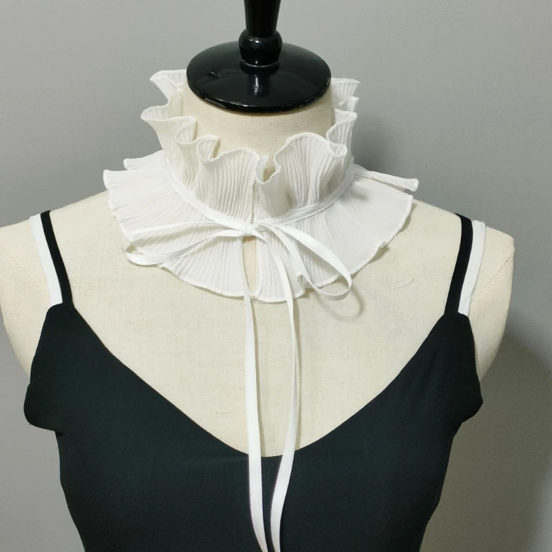 

Women Yarn Jabots Collar Detachable Ruffled Collar Victorian False Collar Exotic