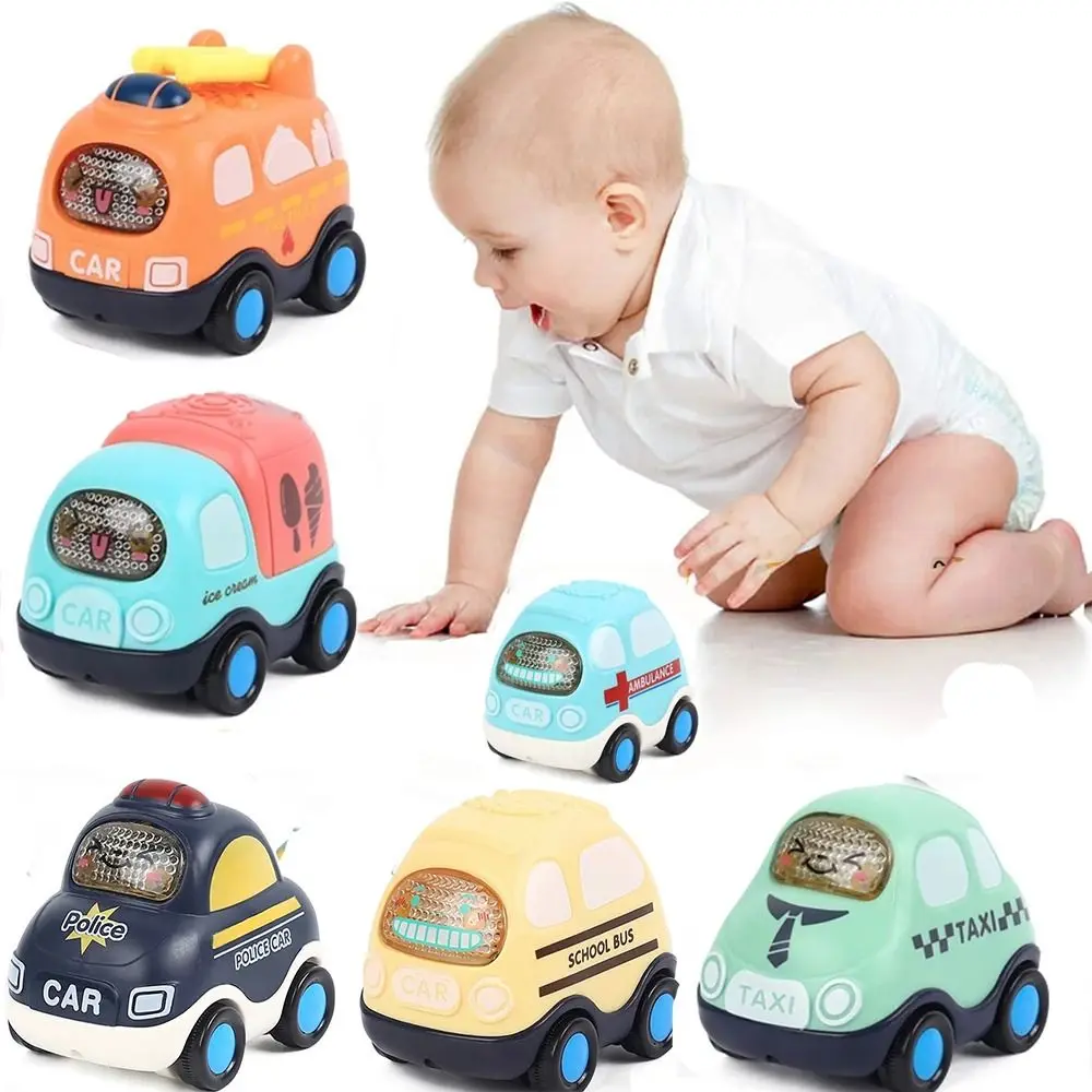 Modèle de voiture de police de dessin animé pour bébé, mini voiture de course, jouets de véhicule, bus scolaire, ambulance, dos côtelé, créatif