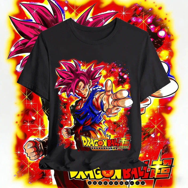 2026 Sommer Dragon Ball Super Retro T-Shirt Herren Reine Baumwolle Übergroß Super Saiyan God Goku Aufdruck Top Unisex Kinder Verfügbar Y2k